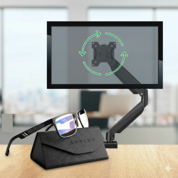 Soporte para monitor de escritorio + Gafas con filtro de luz azul.